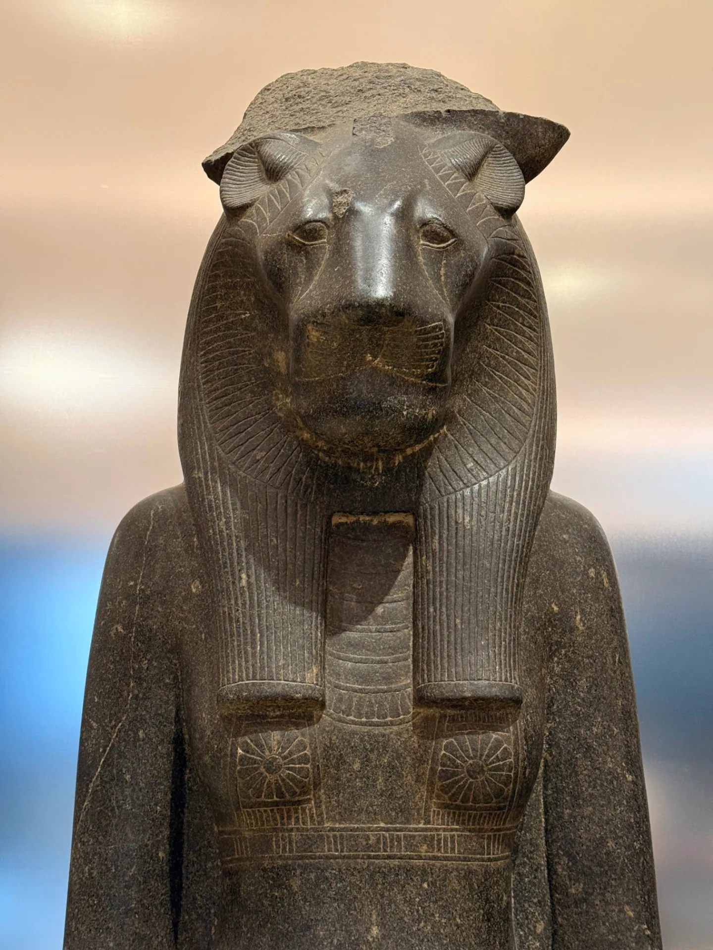 A statue of the goddess Sekhmet in the Gallery of Kings at the Museo Egizio.