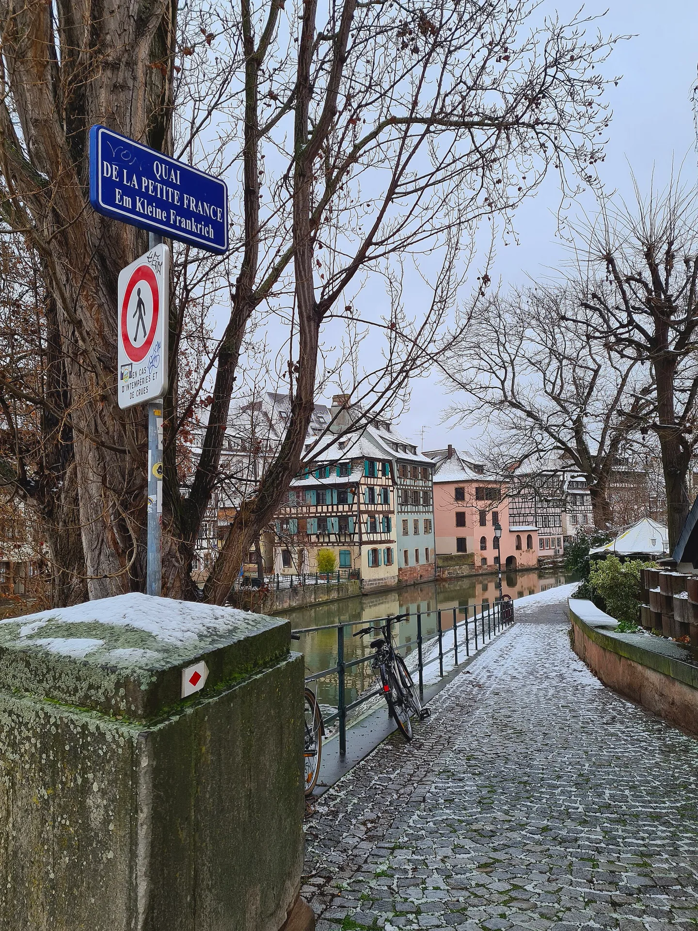 Waterfront buildings along Quai de la Petite France in Strasbourg.