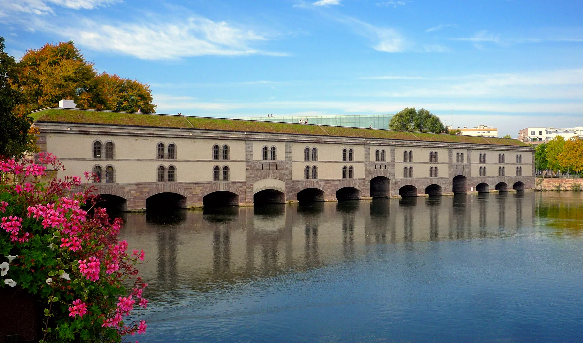 Barrage Vauban spanning the river in Strasbourg.