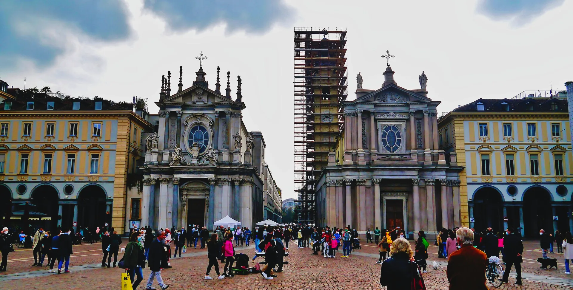 Piazza San Carlo and its surrounding buildings in Turin