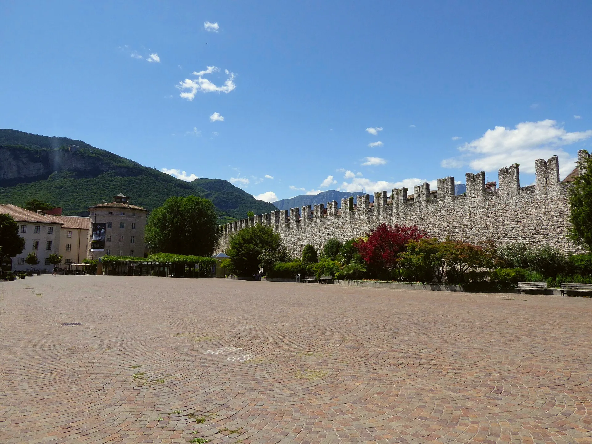 Piazza Fiera in Trento, with its buildings and open square.