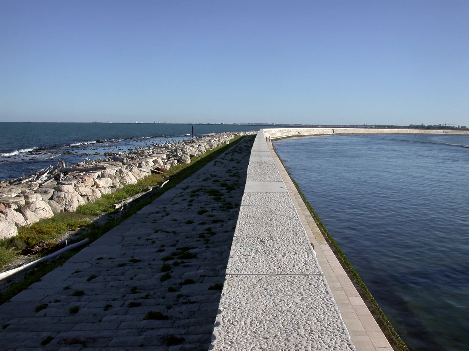 The Murazzi sea defences along the coast between Pellestrina and Ca’ Roman.