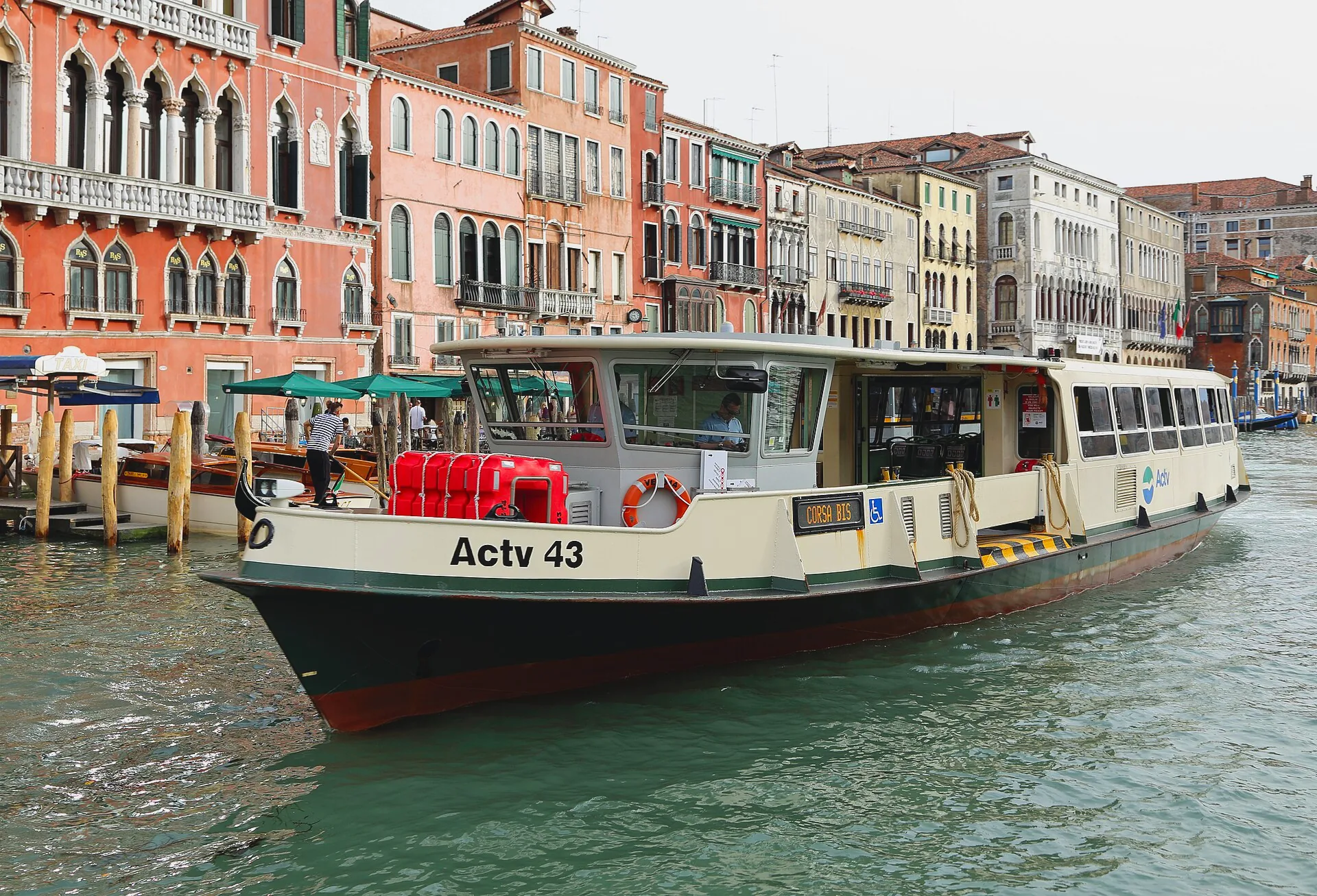 An ACTV waterbus on the Grand Canal in Venice.