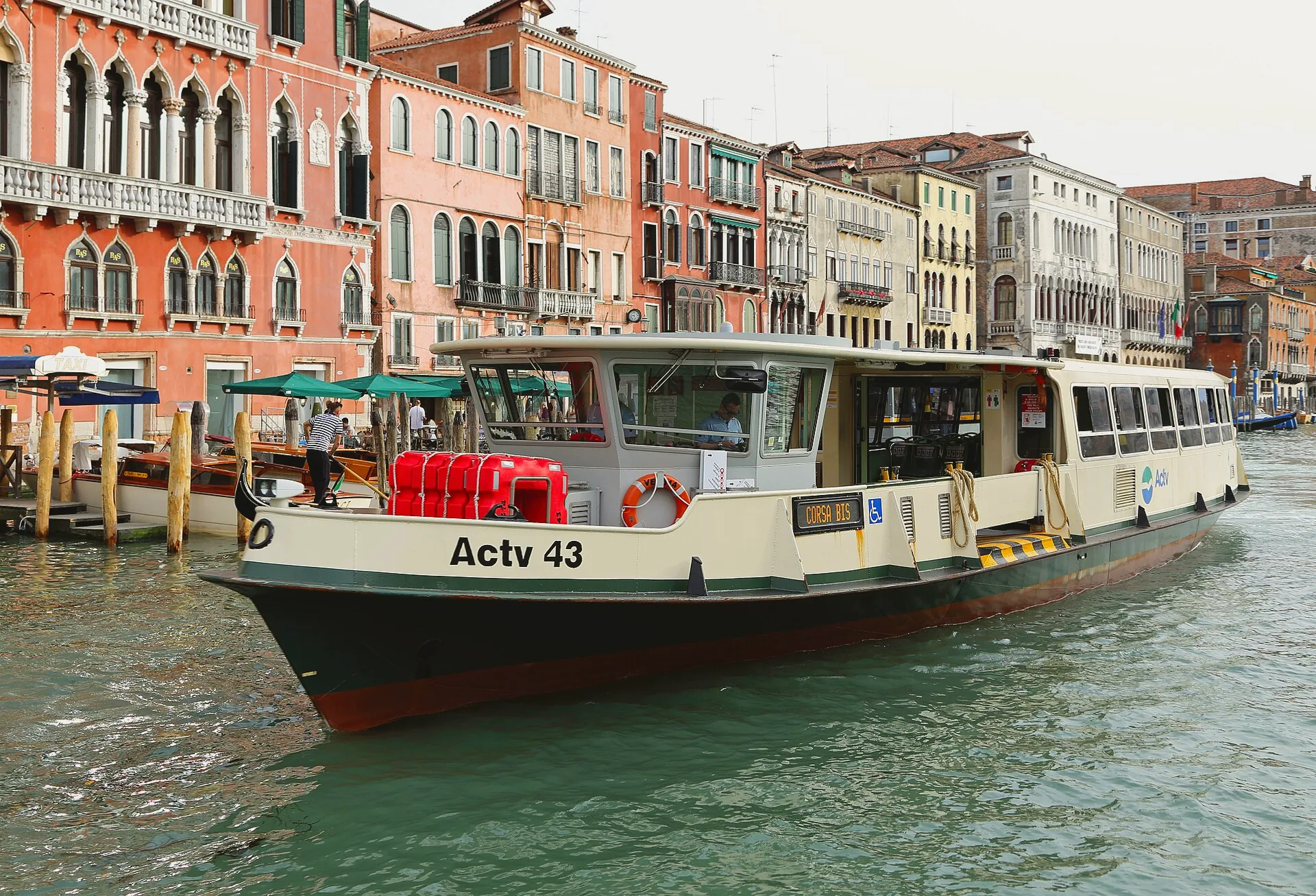 An ACTV vaporetto on the Grand Canal in Venice.