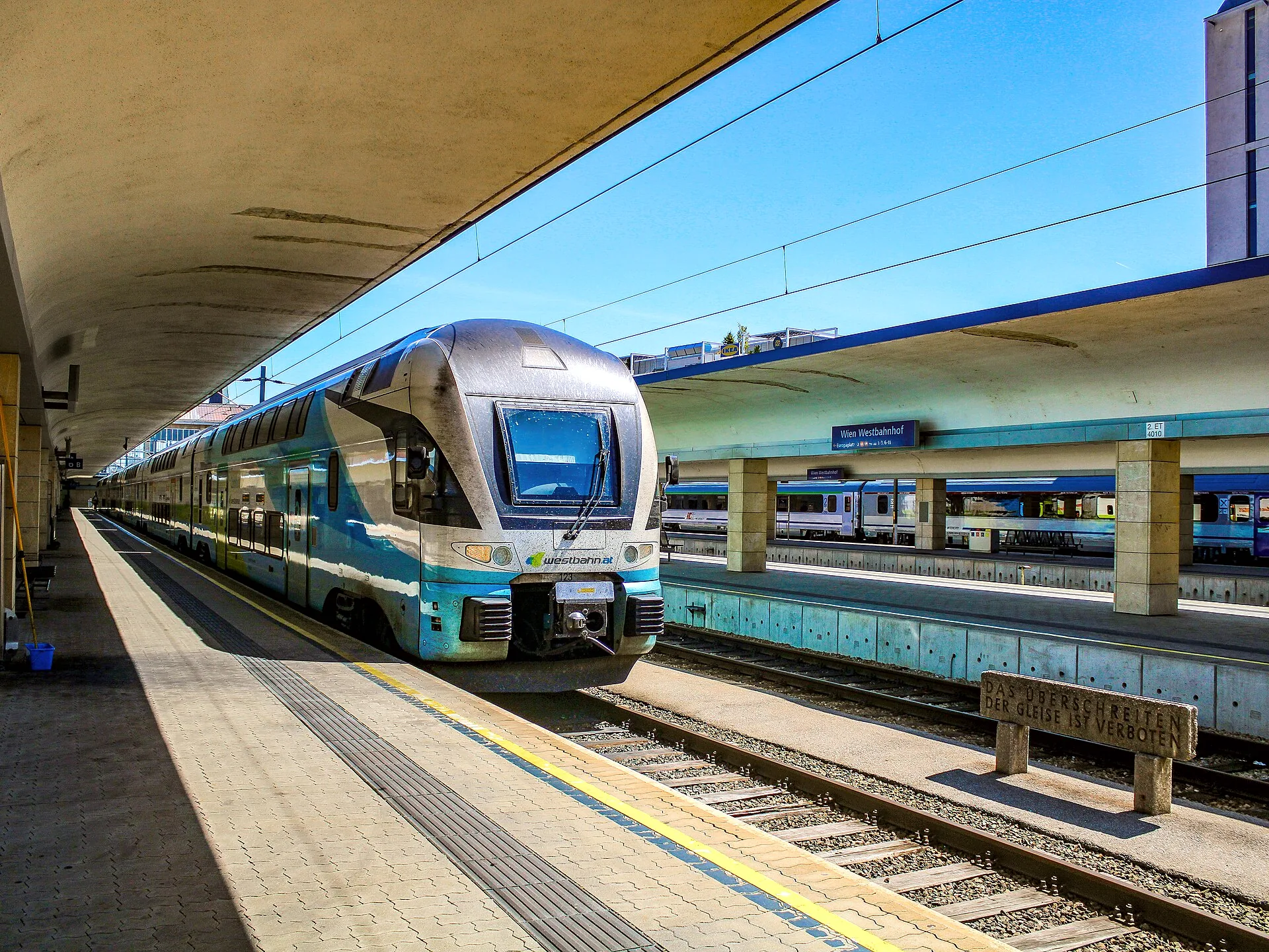 A WESTbahn train at Wien Westbahnhof in Vienna.