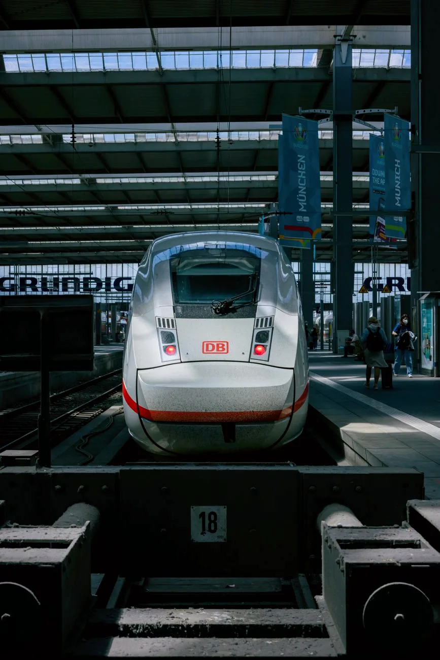 A Deutsche Bahn high-speed train at Munich Central Station.