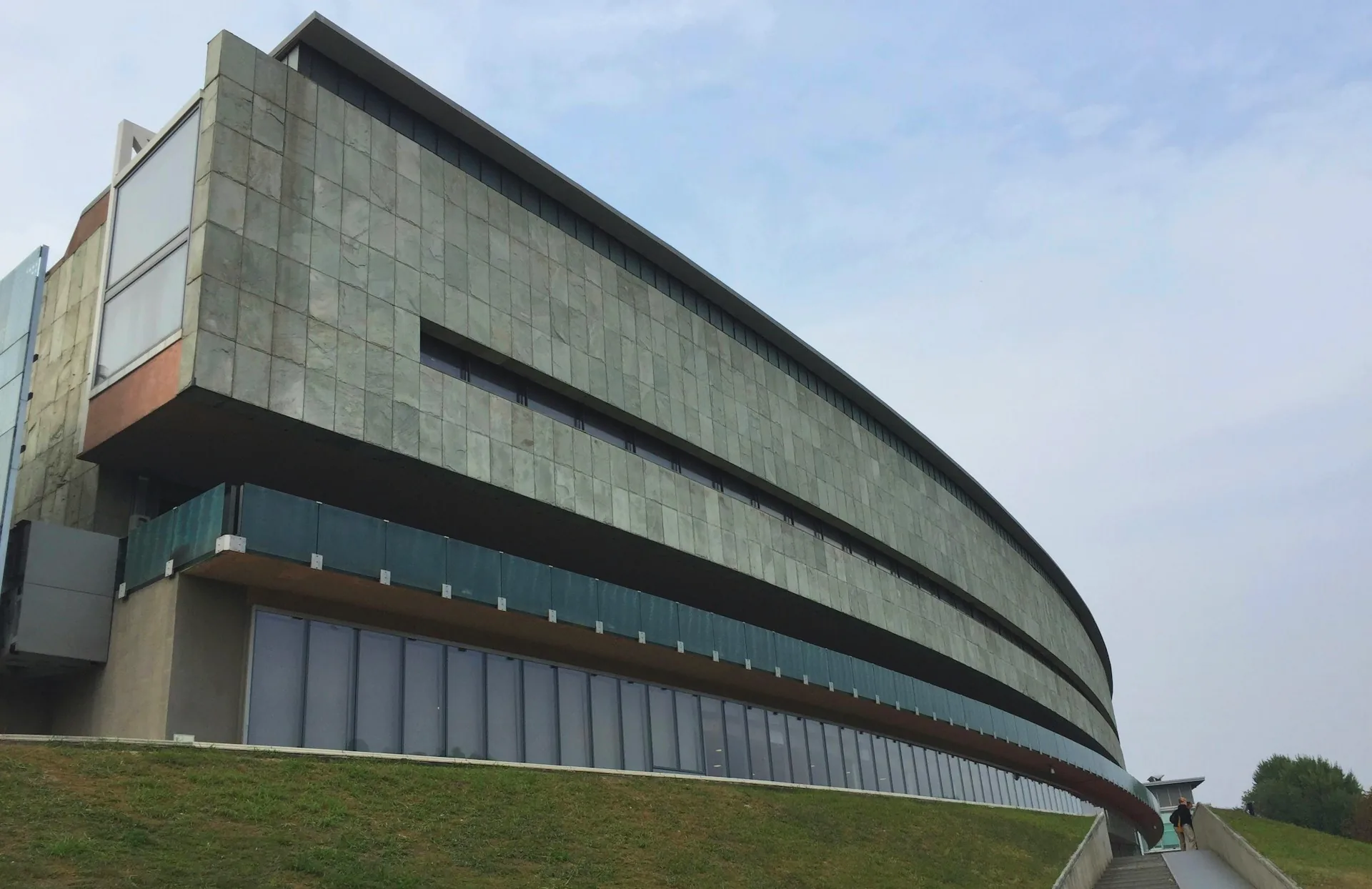 The concrete exterior of the Museo Nazionale dell'Automobile in Turin.